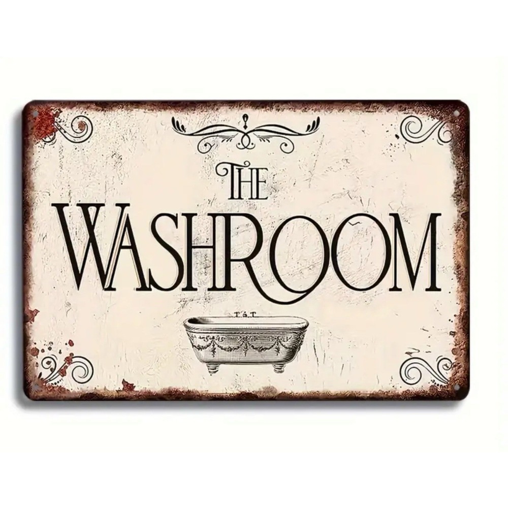 Tin Metal Sign The Washroom Vintage For Bathroom Wall Art Decor Powder Room